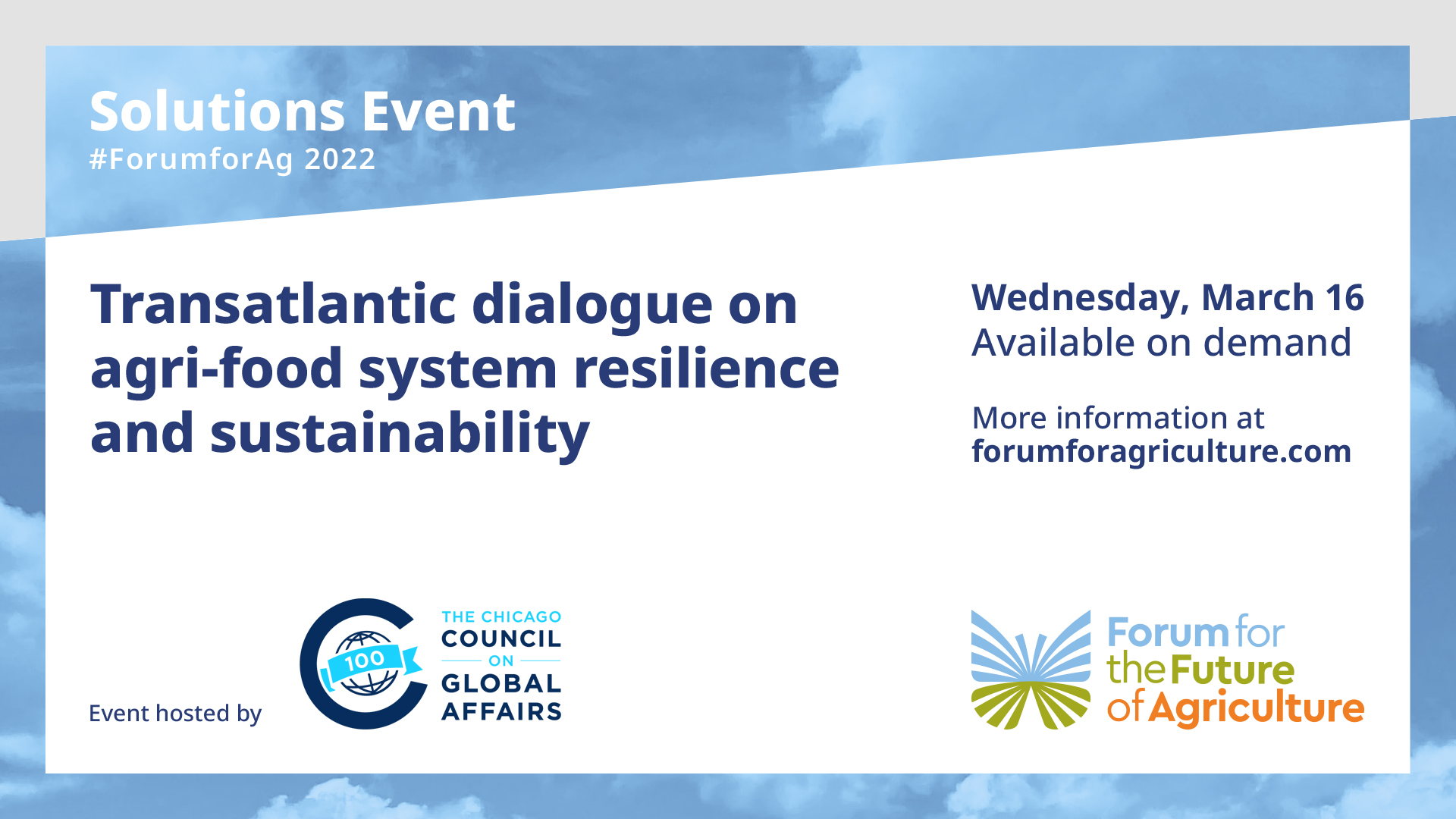 2022 ForumforAg | Solutions event 1 | Transatlantic dialogue on agri-food system resilience and sustainability video iamge
