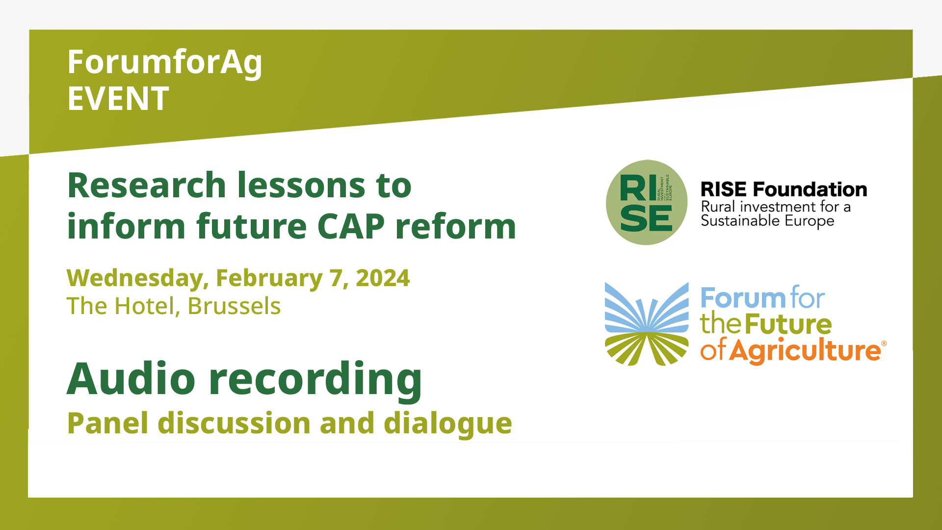 2024 Research lessons to inform future CAP reform – Panel discussion and dialogue
