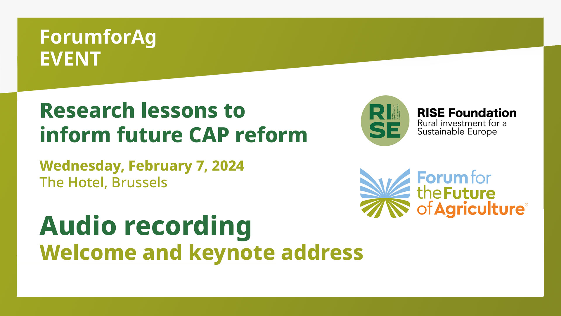 2024 Research lessons to inform future CAP reform – Welcome and keynote video image